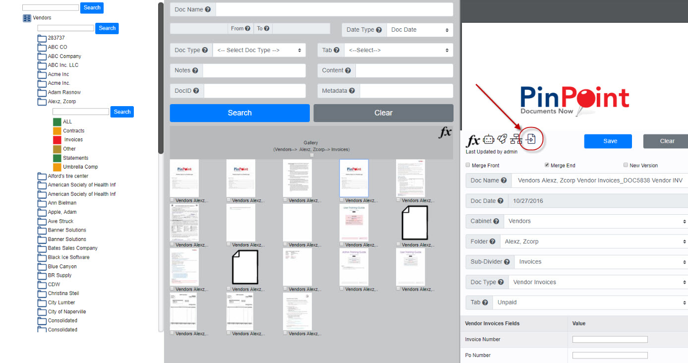 Gallery View - PinPoint Electronic Document Management System