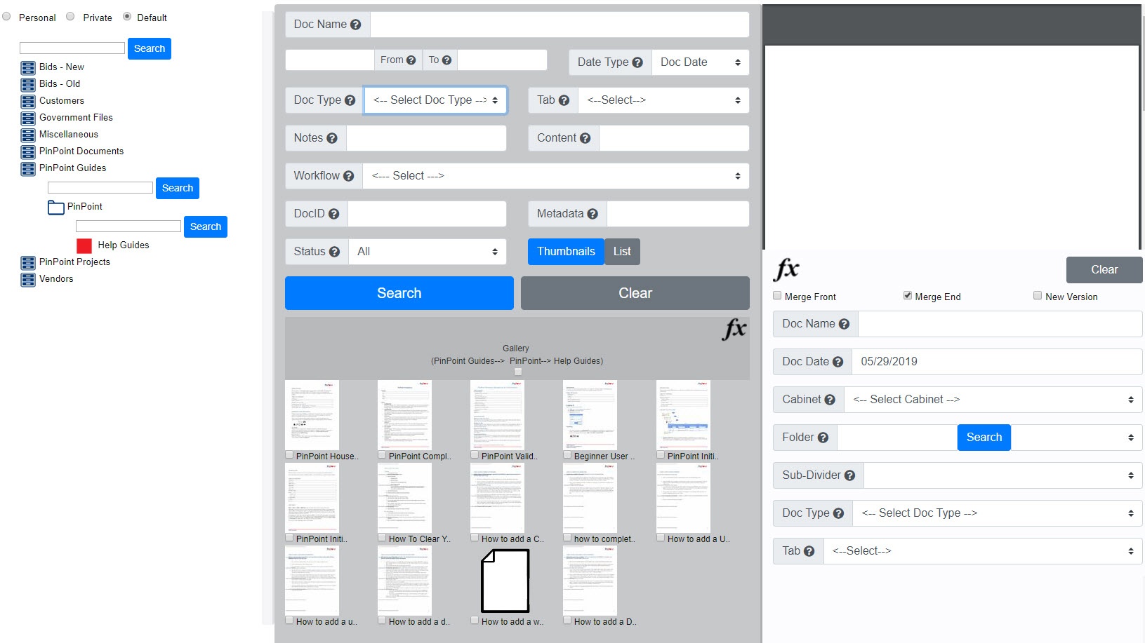 Gallery View - PinPoint Electronic Document Management System