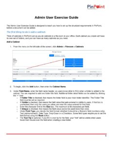 PinPoint Admin User Exercise Guide - Document Management Software